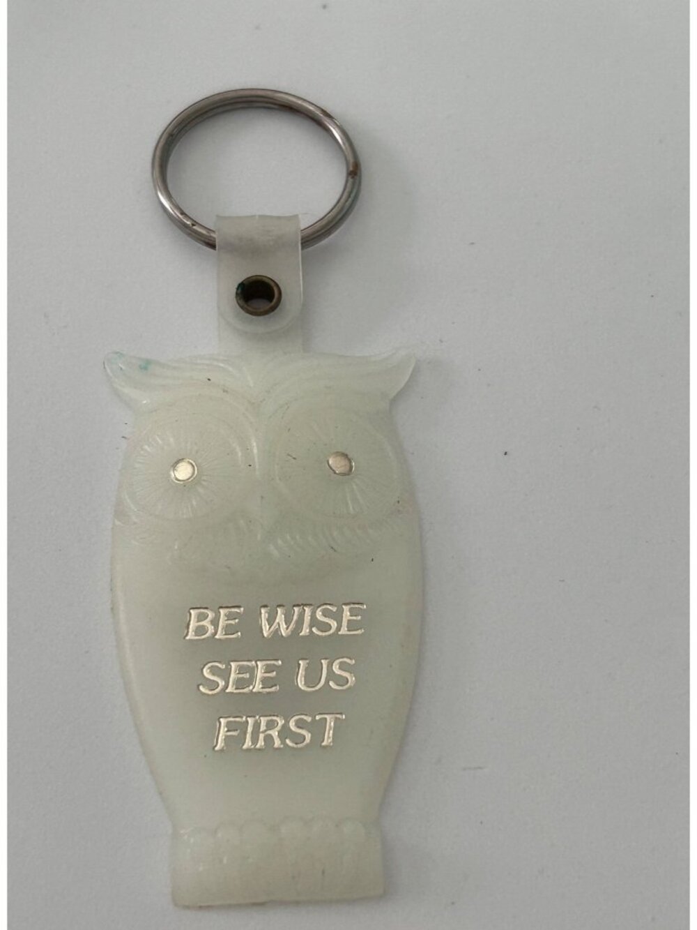 Vintage Owl Keychain Message Adams Travel Advertising Glow-In-The-Dark Plastic 4